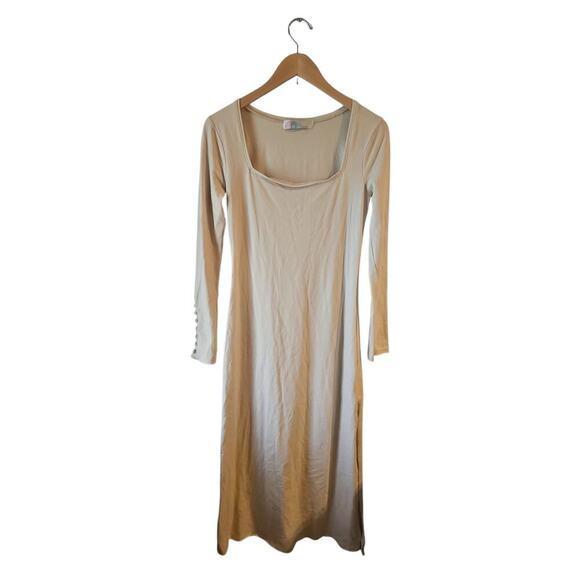 Free People FP Beach Iris Body Con Ivory Long Sleeve Maxi Dress Size Small - Picture 4 of 10